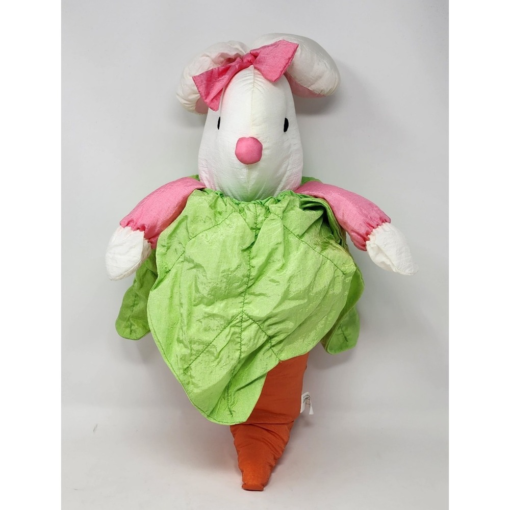 Department 56 Easter Bunny w/ Carrot‎ Nylon Parachute Plush Stuffed Vintage EUC